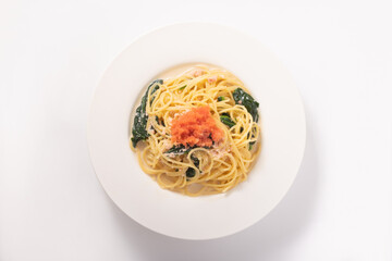 明太子とほうれん草の豆乳クリームパスタ
