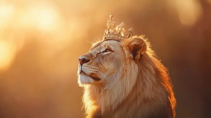 Fototapeta premium majestic lion with golden crown