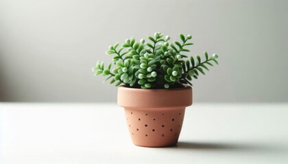 Fototapeta premium Sedum Serenity lush green succulent in erracotta pot