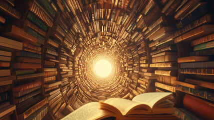 Book Tunnel Leading to Light