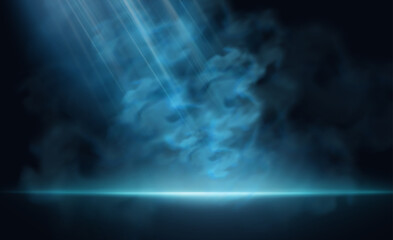 Mystical Blue Smoke with Light Rays