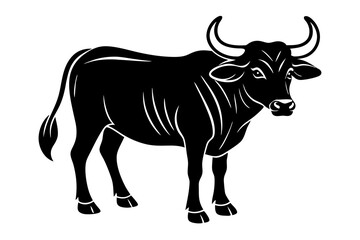 Vietnamese Water Buffalo Silhouette Vector Illustration Traditional Clipart