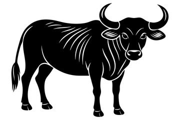 Vietnamese Water Buffalo Silhouette Vector Illustration Traditional Clipart