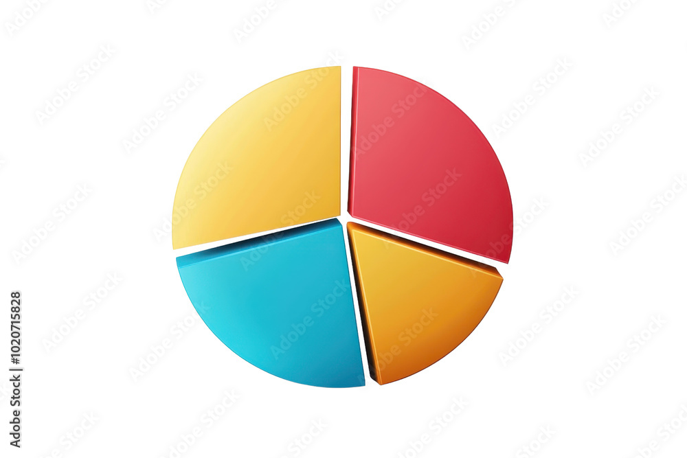 Poster colorful 3d pie chart with vibrant segments representing data visualization, business analytics, and