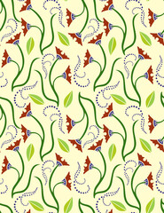 The leaf and flower seamless pattern