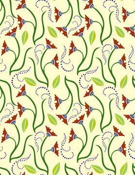 The leaf and flower seamless pattern