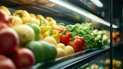 Assortment of fresh vegetables in refrigerator