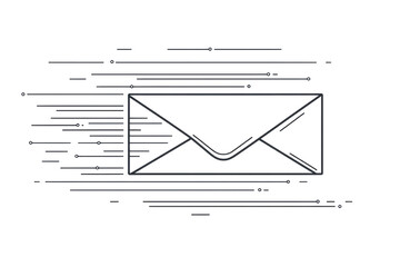 Abstract illustration of a fast-moving envelope symbolizing rapid mail or email delivery. Perfect for communication or speed concepts.