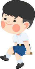 Fototapeta premium Cute student sitting at his desk