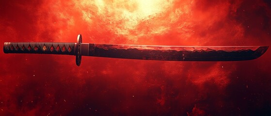 Futuristic Sword with Red Glowing Background