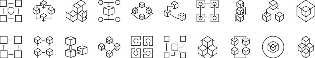 Various Cubes Related Image Collection. Editable Stroke. Perfect for Infographics, Articles, Books, Flyers, Banners