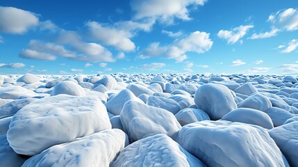 Obraz premium Rocks scattered across a frozen tundra, icy wind blowing, 3D illustration