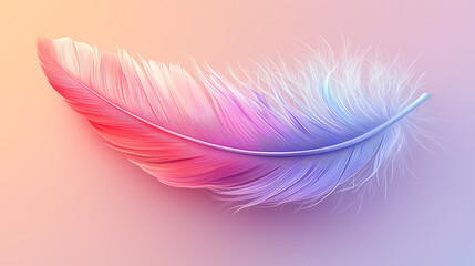 Single Colorful Feather on Soft Gradient Background