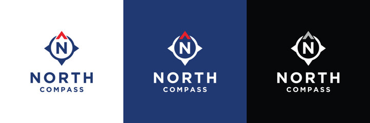 North Compass and Letter N Logo Vector Inspiration.