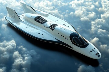Fototapeta premium Futuristic Speed Boat with Cockpit Canopy, Aerodynamic Design