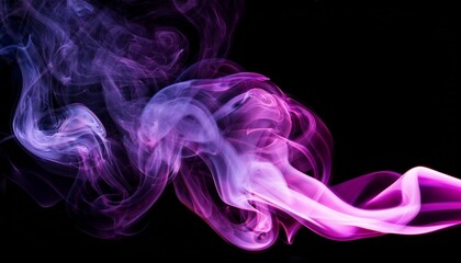 dynamic violet and magenta smoke swirls abstract art on transparent and black background