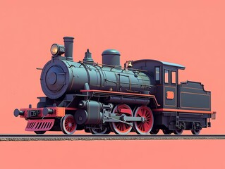 Fototapeta premium Vintage Train Illustration