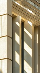Fototapeta premium Elegant architectural detail showcasing harmonious lines and shadows on a modern building facade, reflecting contemporary design.