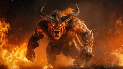 Fototapeta premium Fiery Demon in Hell
