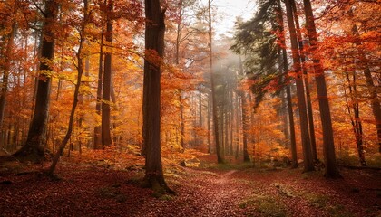 Obraz premium vibrant forest showing off its autumn colors