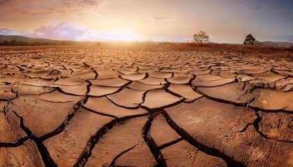 the land is dry and cracked due to global warming
