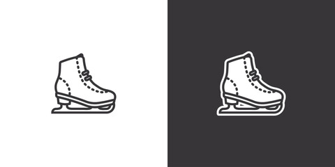 Figure skating skates on black and white background. Original vector illustration in vintage style.