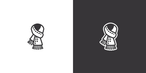 Warm scarf on black and white background. Original vector illustration in vintage style.