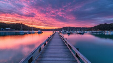 Naklejka premium Stunning Sunrise Over Marina