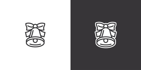 Bell with a bow on a white and black background. Original vector illustration in vintage style.