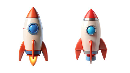 #d cartoon style rocket toy isolated on transparent background