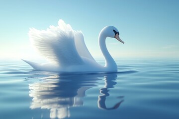 Obraz premium Swan in Serene Water