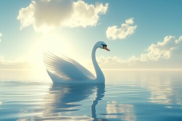 Fototapeta premium Swan in a Sunlit Lake