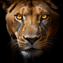 Fototapeta premium lion looking on black background