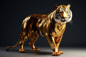Fototapeta premium tiger looking on black background