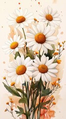 Fototapeta premium Fresh White Daisy Bouquet on Soft Background