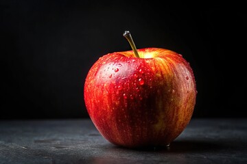 Fresh and juicy apple displayed in a medium shot on a black background