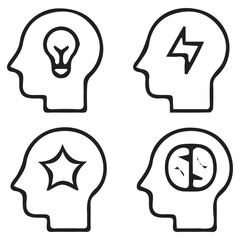 thinking icon vector set 