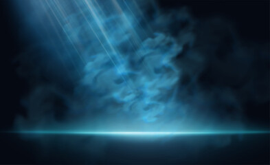 Mystical Blue Smoke with Light Rays