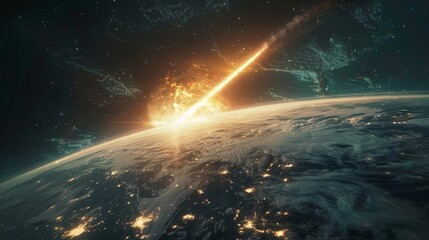 Meteor falling to planet earth