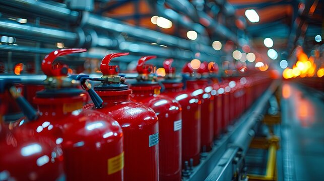Production of Fire extinguishers at the factory, modern technologies 