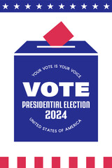Blue Ballot Box with Text Vote Presidential Election