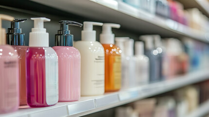 Different Shampoo Bottles on Retail Shelf