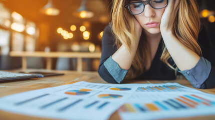 Fototapeta premium Stressed Business Owner Reviewing Declining Sales Data