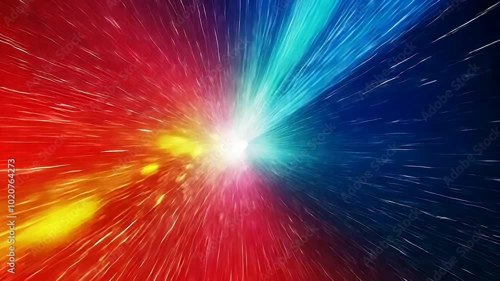 Poster bright light is speeding through universe full of colorful stars creating tunnel effect. perfect for