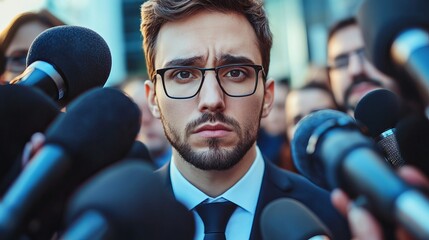 CEO at Press Conference Handling Crisis Situation