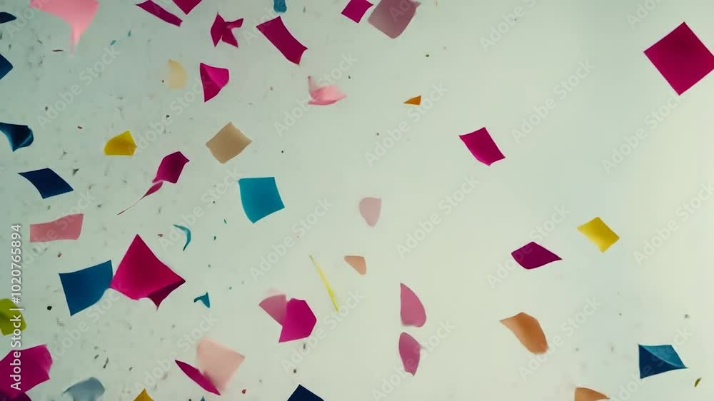 Poster burst of colorful confetti explodes against a white background. perfect for any project needing a ce