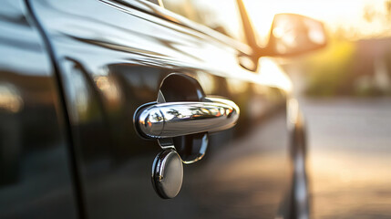 Close-Up of Car Door Handle and Lock Mechanism