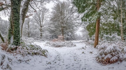 Snowy Forest Path