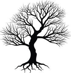 Leafless Tree Silhouette Vector Design, Dead Tree