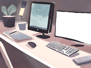 Serene Modern Desk Setup